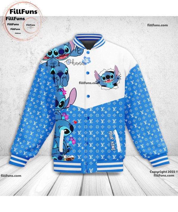 Custom Name Stitch Ohana Luxury Pattern Baseball Jacket