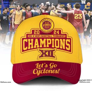 Iowa State Cyclones 2024 Big 12 Men’s Basketball Tournament Champions Let’s Go Cyclones Classic Cap – Gold