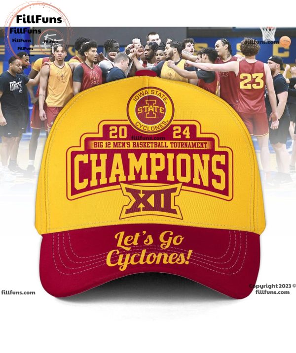 Iowa State Cyclones 2024 Big 12 Men’s Basketball Tournament Champions Let’s Go Cyclones Classic Cap – Gold