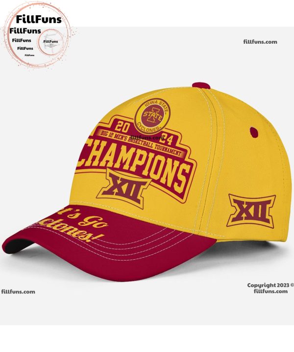 Iowa State Cyclones 2024 Big 12 Men’s Basketball Tournament Champions Let’s Go Cyclones Classic Cap – Gold