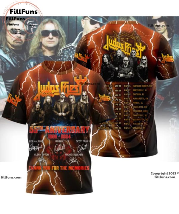 Judas Priest 55th Anniversary 1969-2024 Thank You for The Memories 3D T-Shirt