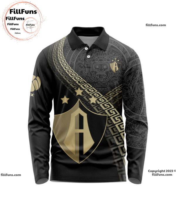 LIGA MX Atlas F.C Special Black And Gold Long Sleeve Polo Design