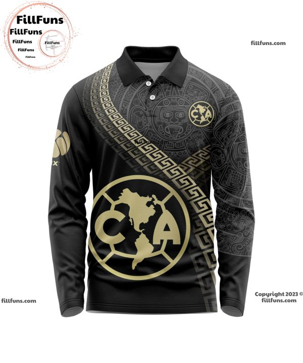 LIGA MX Club America Special Black And Gold Long Sleeve Polo Design