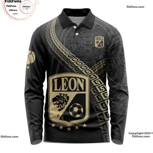 LIGA MX Club Leon Special Black And Gold Long Sleeve Polo Design