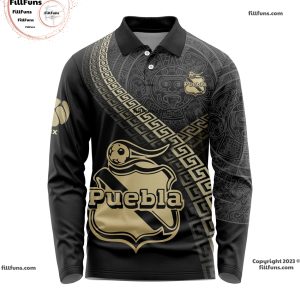 LIGA MX Club Puebla Special Black And Gold Long Sleeve Polo Design