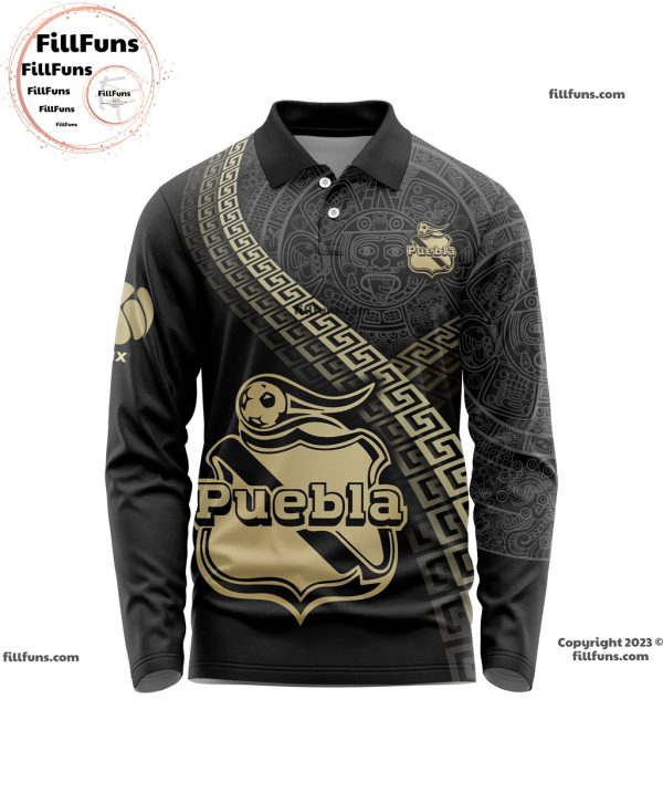 LIGA MX Club Puebla Special Black And Gold Long Sleeve Polo Design