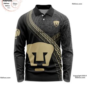 LIGA MX Pumas UNAM Special Black And Gold Long Sleeve Polo Design