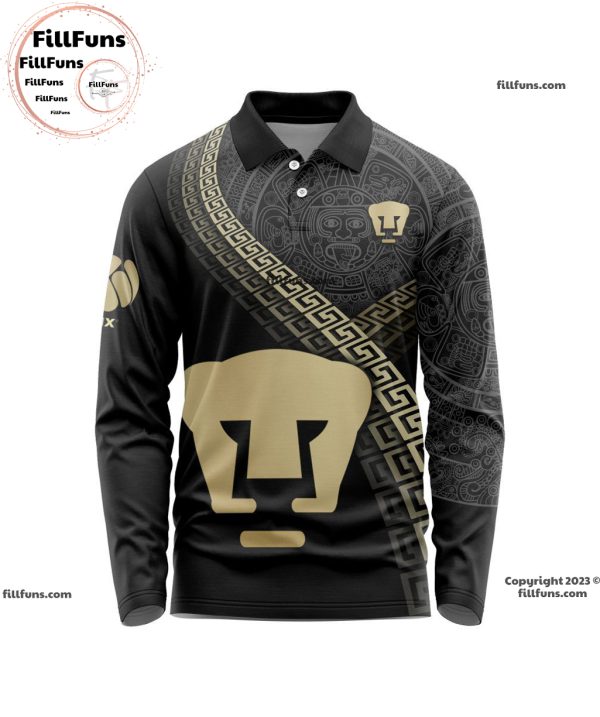 LIGA MX Pumas UNAM Special Black And Gold Long Sleeve Polo Design