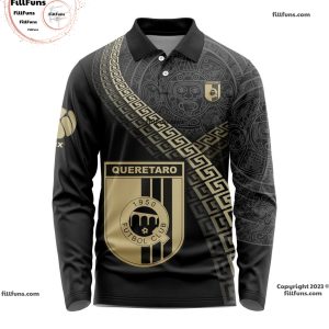 LIGA MX Queretaro F.C Special Black And Gold Long Sleeve Polo Design