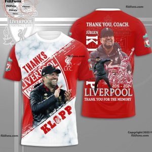 Liverpool Thanks Jurgen Klopp 2015-2024 Thank You For The Memory 3D T-Shirt