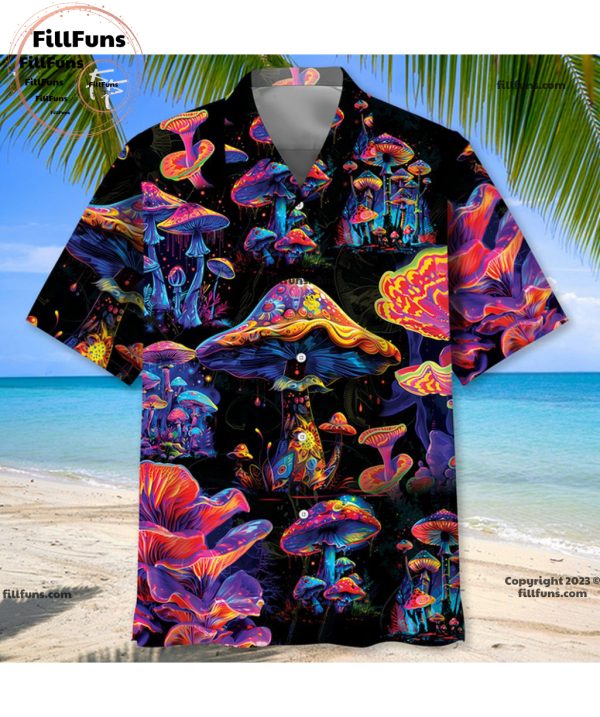 Mushroom Neon 3D Hawaiian Shirt