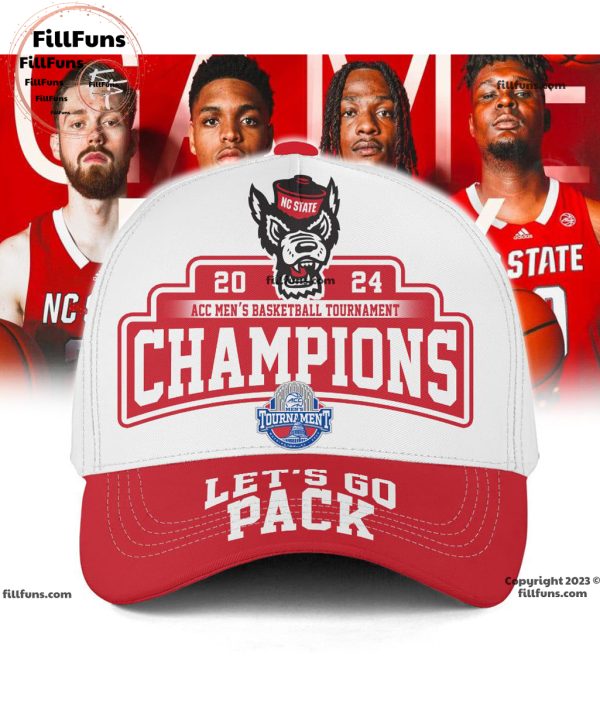 NC State Wolfpack 2024 ACC Men’s Basketball Tournament Champions Let’s Go Pack Classic Cap – White