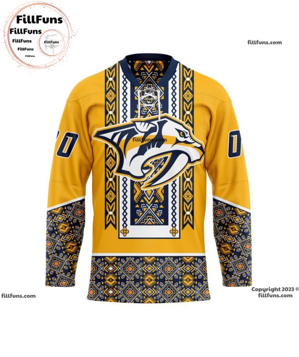 NHL Nashville Predators Personalized 2024 Native Design Hockey Jersey