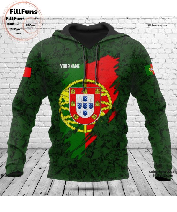 Portugal Flag Skull Pattern Hoodie