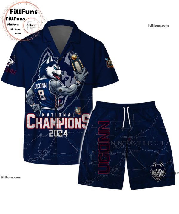 UConn Huskies National Champions 2024 Hawaiian Set