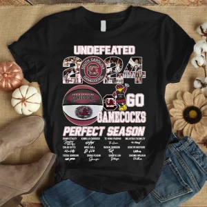 Undefeated 2024 South Carolina Gamecocks Go Gamecocks Perfect Season 3D T-Shirt – Black