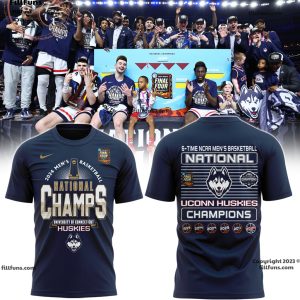 2024 NCAA Men’s Basketball National Champs UConn Huskies 6-Time 3D T-Shirt