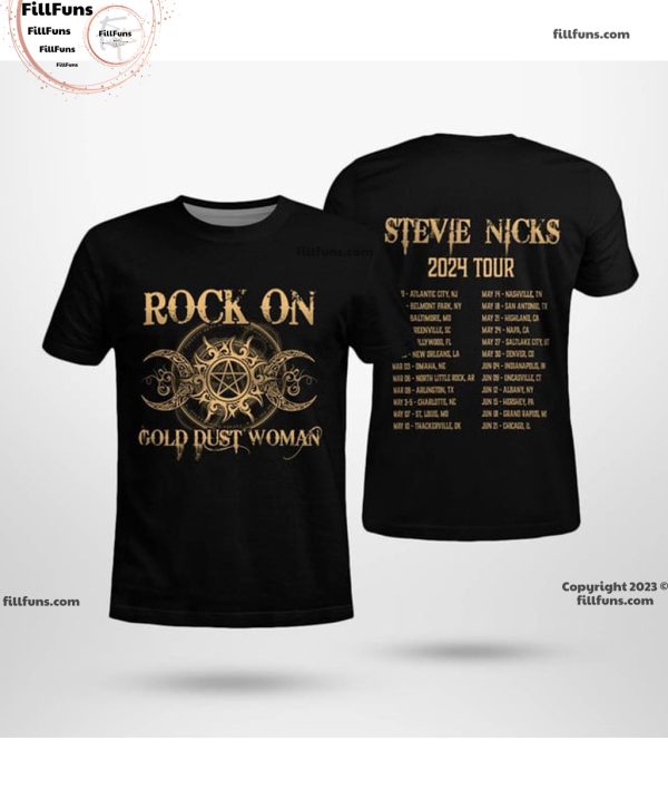 Stevie Nicks 2024 Tour Rock On Gold Dust Woman 3D T-Shirt