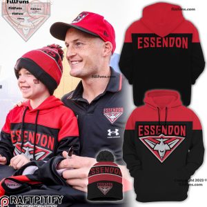 Essendon FC Black Red Hoodie Longpants Cap