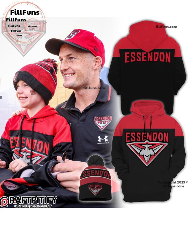 Essendon FC Black Red Hoodie Longpants Cap