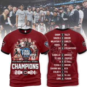 NCAA 2024 Women’s Basketball National Final Four Cleveland Champions 2024 3D T-Shirt – Garnet