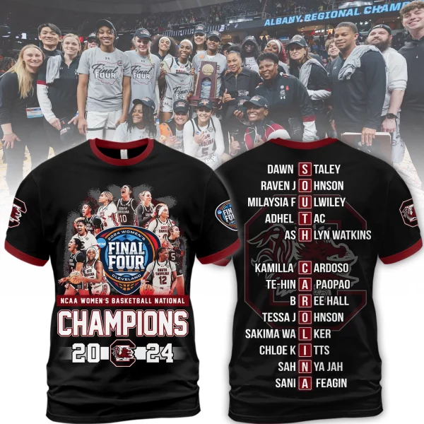 NCAA 2024 Women’s Basketball National Final Four Cleveland Champions 2024 3D T-Shirt – Black