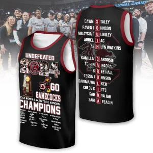 Undefeated 2024 South Carolina Gamecocks NCAA Women’s Basketball National Champions 3D T-Shirt – Black