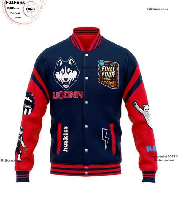 UConn Huskies Final Four National Champions 2024 NCAA Men’s Basketball Baseball Jacket – Navy