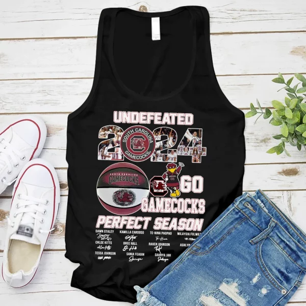 Undefeated 2024 South Carolina Gamecocks Go Gamecocks Perfect Season 3D T-Shirt – Black