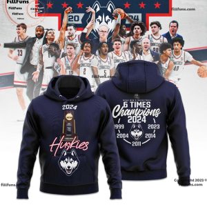 NCAA Men’s Basketball 6 Times Champions 2024 UConn Huskies 3D T-Shirt