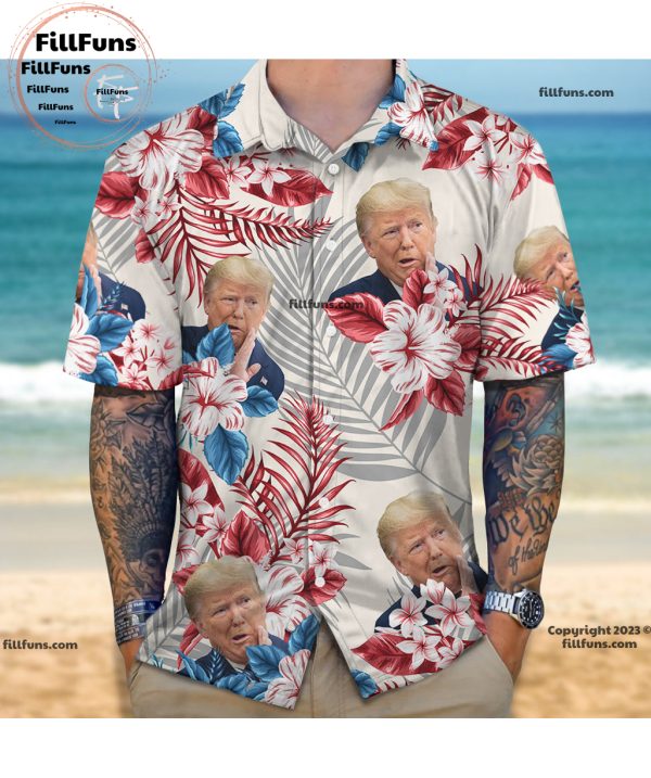 Donald Trump Red Flower Hawaiian Shirt