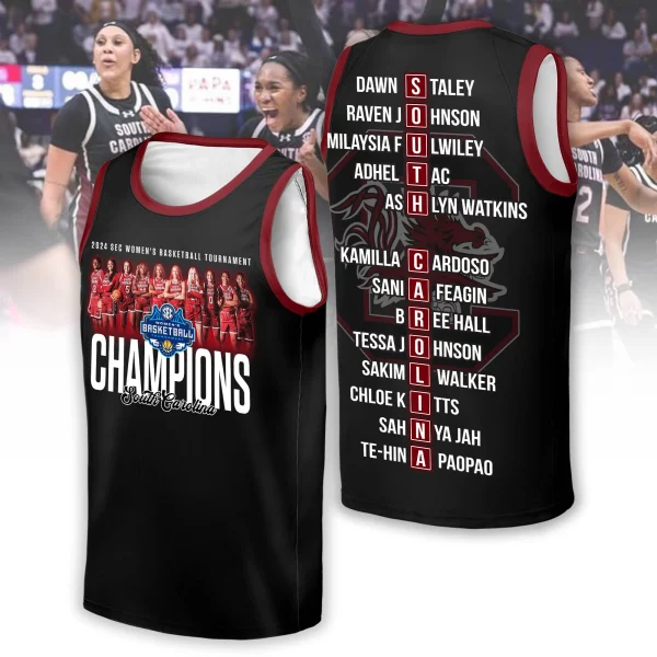 2024 Sec Women’s Basketball Tournament Champions South Carolina Gamecocks 3D T-Shirt – Black