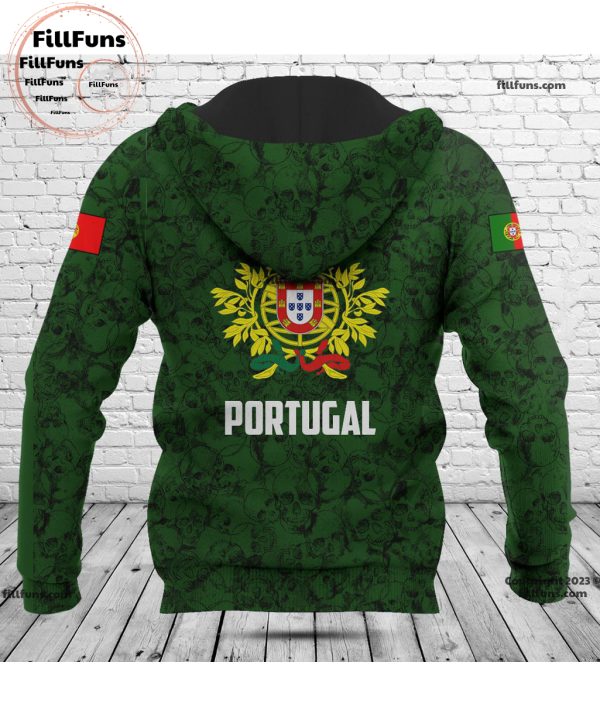 Portugal Flag Skull Pattern Hoodie