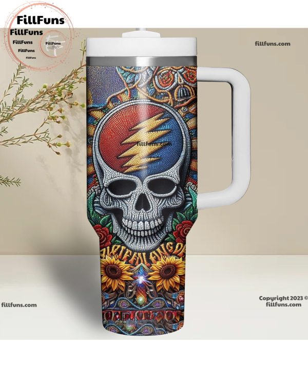 Grateful Dead Flower Skull Stanley Tumbler 40oz