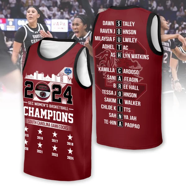 2024 Sec Women’s Basketball Champions South Carolina Gamecocks 3D T-Shirt – Garnet