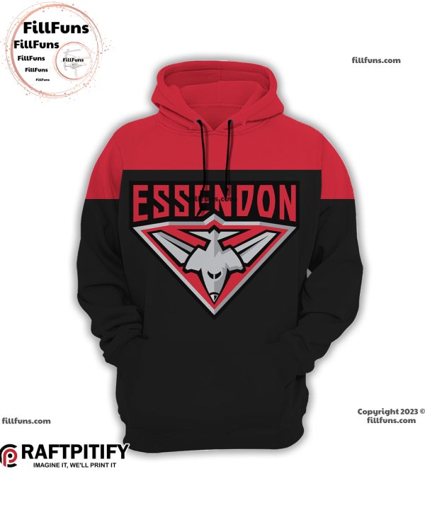 Essendon FC Black Red Hoodie Longpants Cap