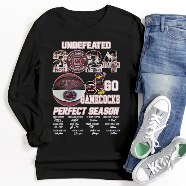 Undefeated 2024 South Carolina Gamecocks Go Gamecocks Perfect Season 3D T-Shirt – Black