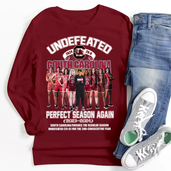 Undefeated 2024 29-0 South Carolina Gamecocks Perfect Season Again 2023-2024 3D T-Shirt – Granet