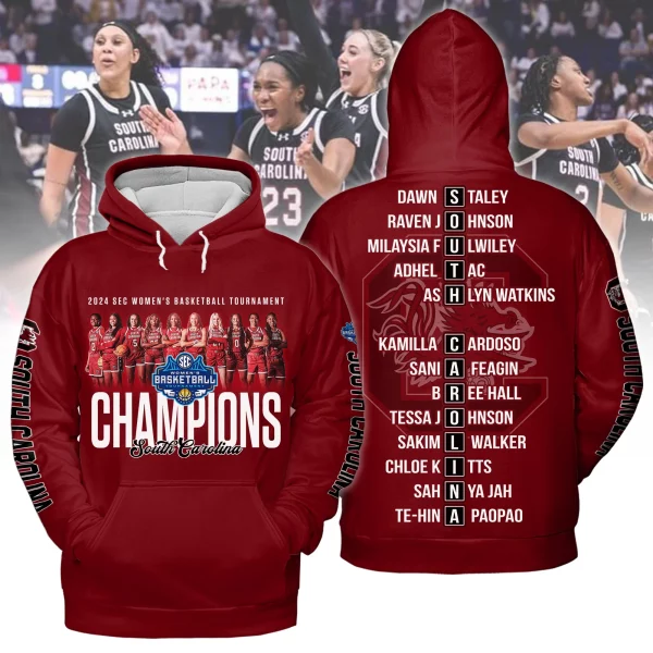 2024 Sec Women’s Basketball Tournament Champions South Carolina Gamecocks 3D T-Shirt – Garnet