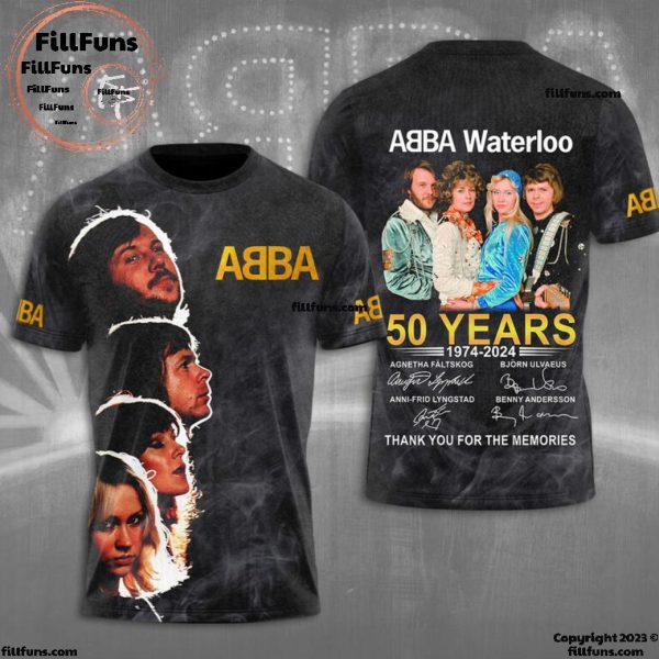 Abba Waterloo 50 Years 1974-2024 Thank You For The Memories 3D T-Shirt