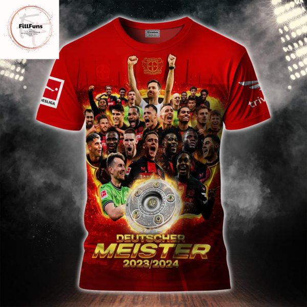 Bayer Leverkusen Deutscher Meister 2023-2024 3D T-Shirt