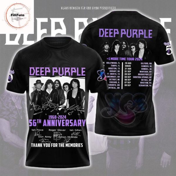 Deep Purple 1968-2024 56th Anniversary Thank You For The Memories 3D T-Shirt