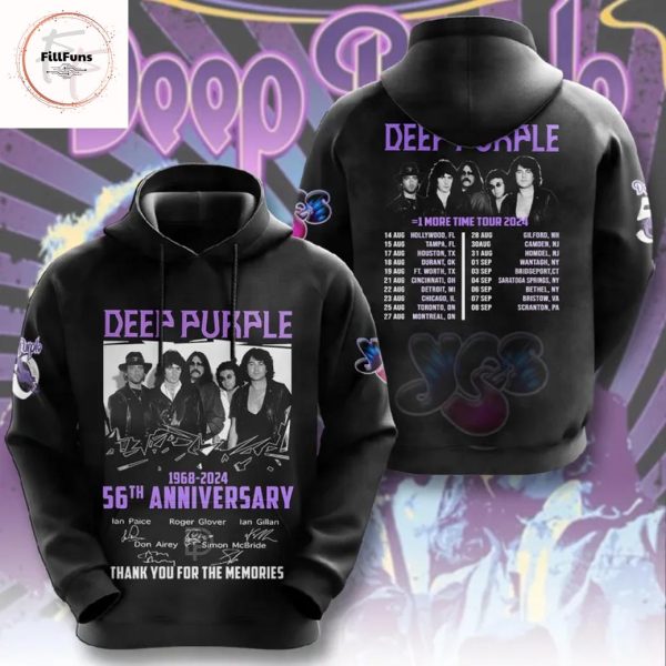 Deep Purple 1968-2024 56th Anniversary Thank You For The Memories 3D T-Shirt