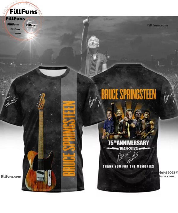 Bruce Springsteen 75th Anniversary 1949-2024 Thank You For The Memories 3D T-shirt