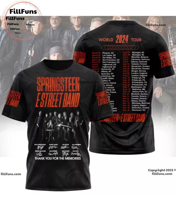 Springsteen E Street Band World 2024 Tour Thank You For The Memories 3D T-Shirt