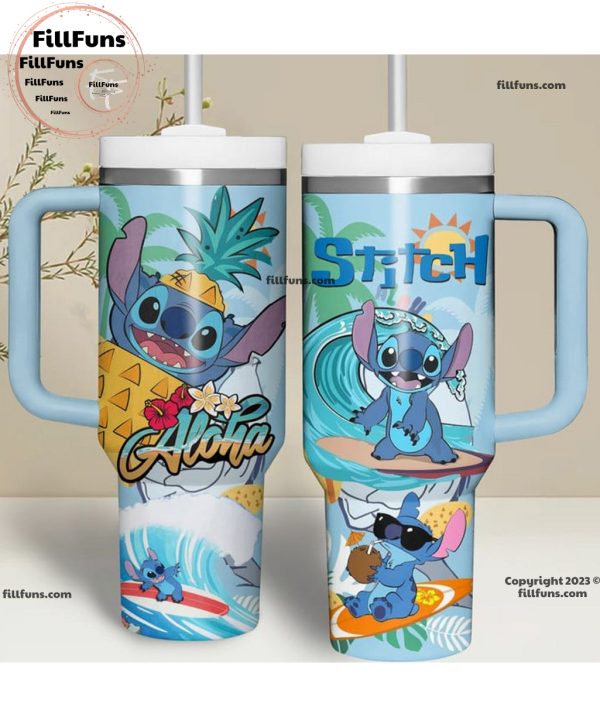 Stitch Summer Aloha Customized Stanley Tumbler 40oz