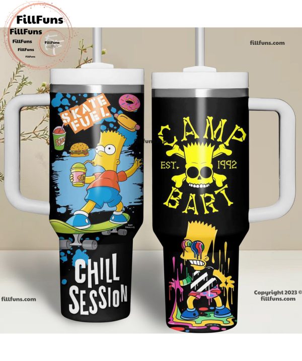 The Simpsons Camp EST 1992 Bart Skate Fuel Chill Session Stanley Tumbler 40oz