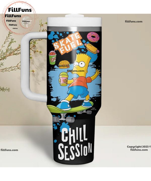 The Simpsons Camp EST 1992 Bart Skate Fuel Chill Session Stanley Tumbler 40oz