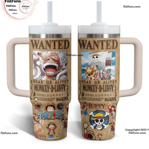 Wanted Dead or Alive Monkey D Luffy One Piece Stanley Tumbler 40oz