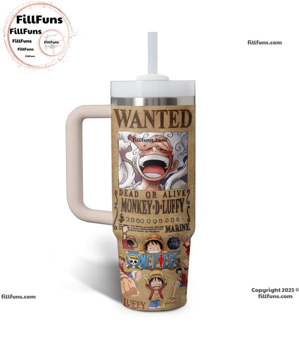 Wanted Dead or Alive Monkey D Luffy One Piece Stanley Tumbler 40oz
